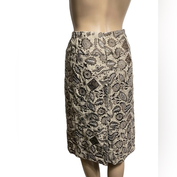 Dizzy Lizzy Heavily Embroidered linen cotton Skirt beige browns  size 4 - Picture 7 of 16